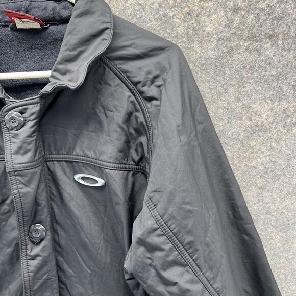 Oakley Jacket Men Large Black Button Down Polyester Full Zip Coat VTG Rain Wind - Picture 2 of 16